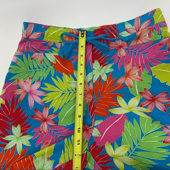 Sag Harbor Sport Vibrant Colorful Tropical Leaf Cropped Pants W/Stretch Size 12 - Picture 14 of 16